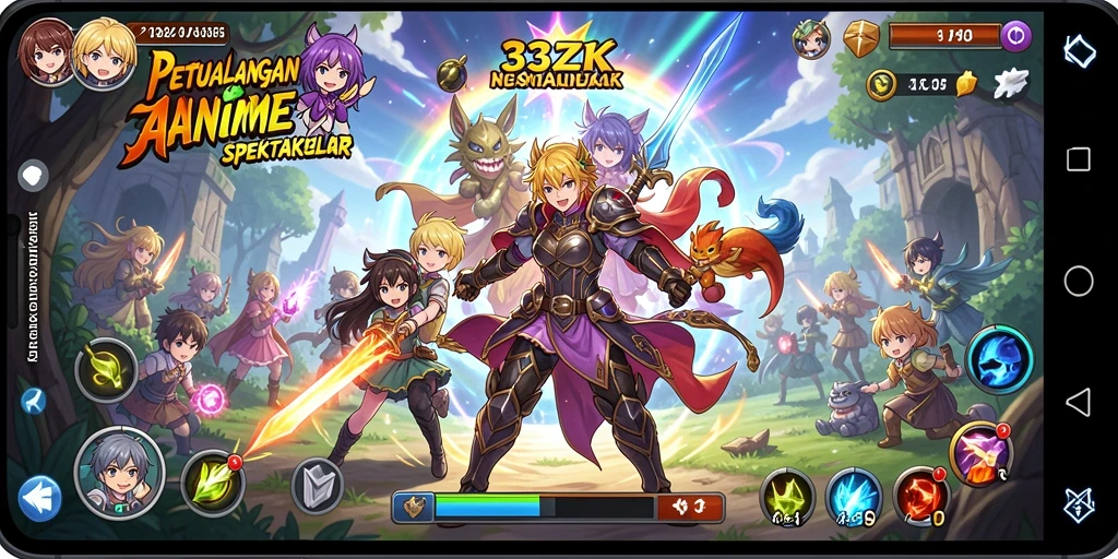 Tampilan gameplay 33ZK dengan karakter Anime yang epik.