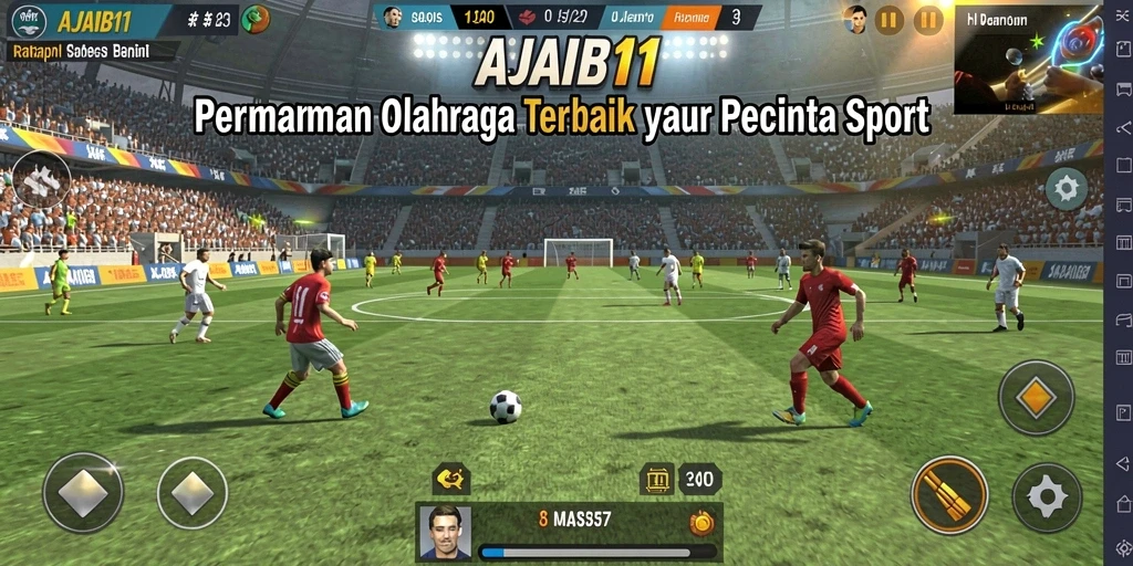 Tangkapan layar AJAIB11 menampilkan aksi mendebarkan dalam gameplay olahraga.
