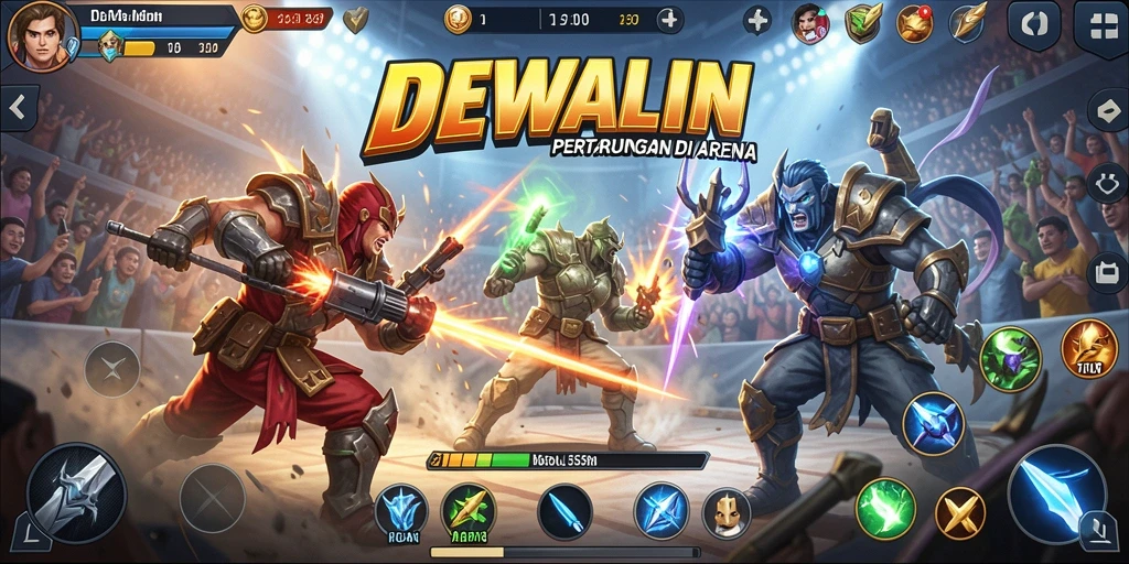Tampilan gameplay DEWALIN yang penuh aksi dan strategi pertarungan.