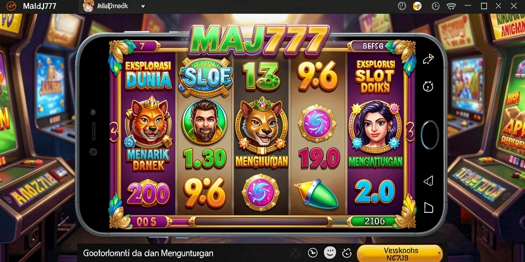 Tampilan gameplay seru di slot MAJ777 dengan simbol menarik.
