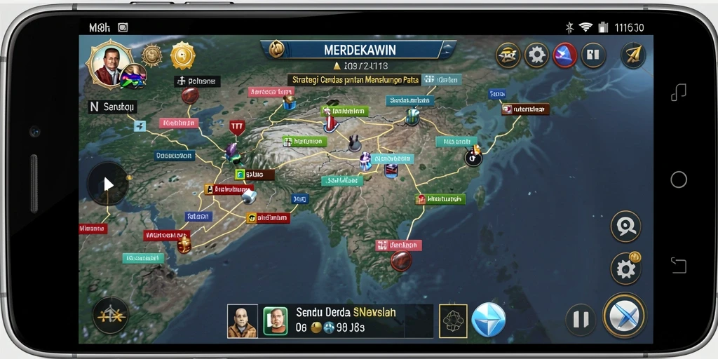 Tangkapan layar menunjukkan gameplay mendalam dari MERDEKAWIN dengan pertempuran strategis.