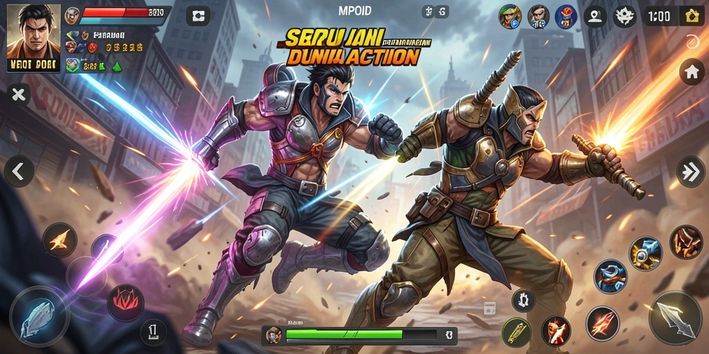 Screenshot MPOID menampilkan aksi seru dalam pertarungan yang mendebarkan.