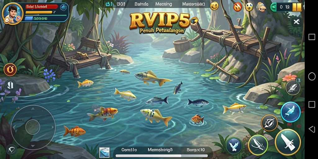 Tampilan gameplay RVIP5 yang menakjubkan dengan suasana memancing yang seru.